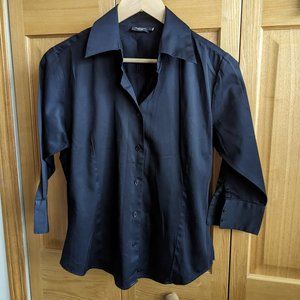 VanHeusen Black Cotton Button down Collar Shirt SZ L